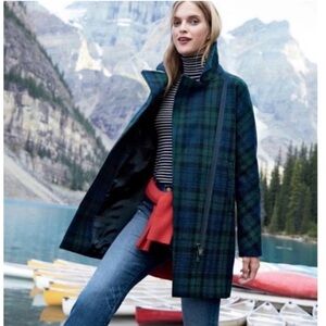 J. Crew Tartan Plaid Blue and Green Wool Coat, size 16